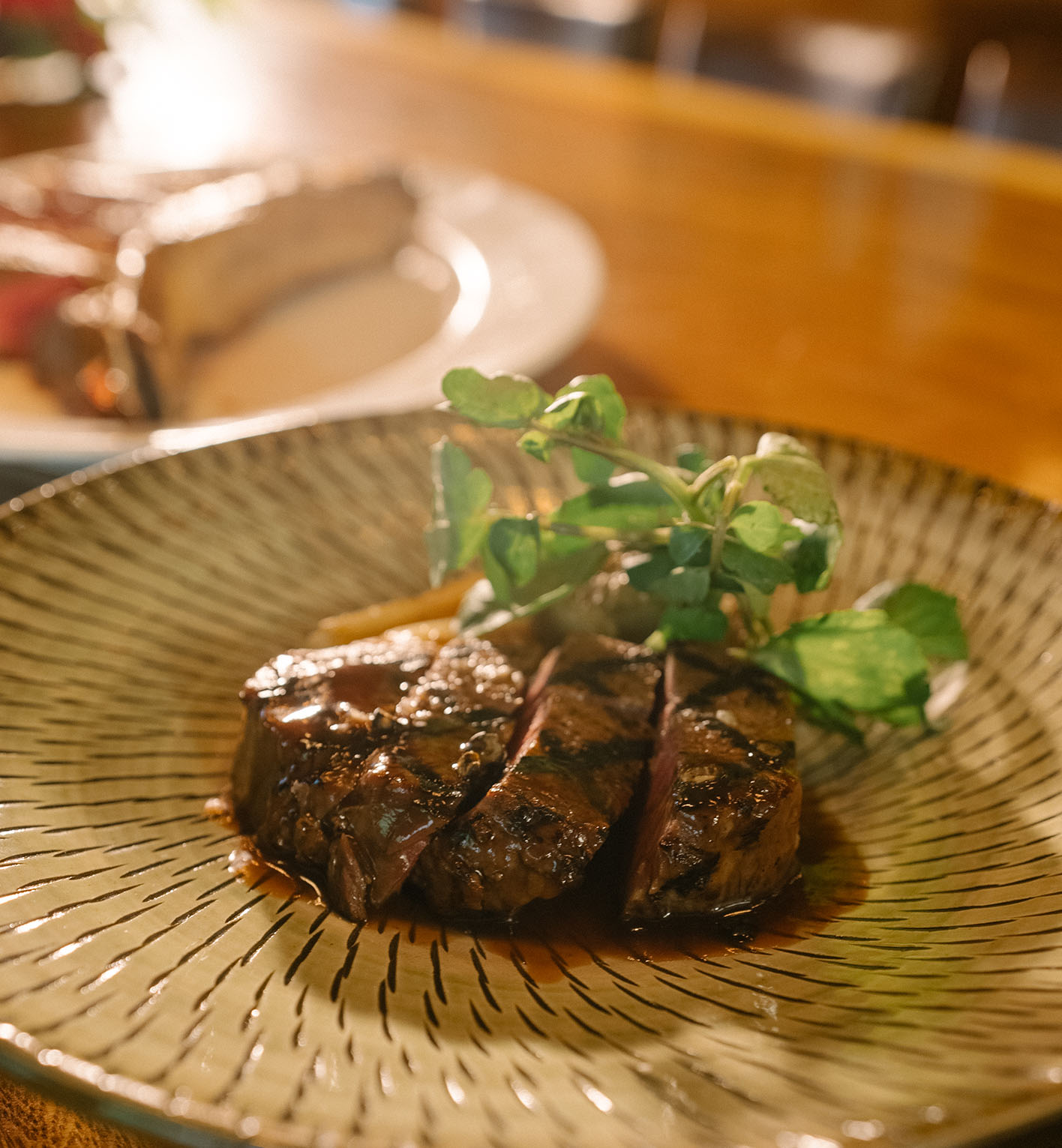Sukiyaki Stock Marinated Australian Black Angus Tenderloin steak w/salted fresh pepper